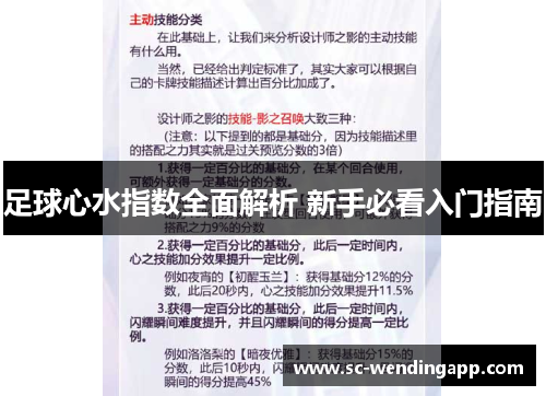 足球心水指数全面解析 新手必看入门指南